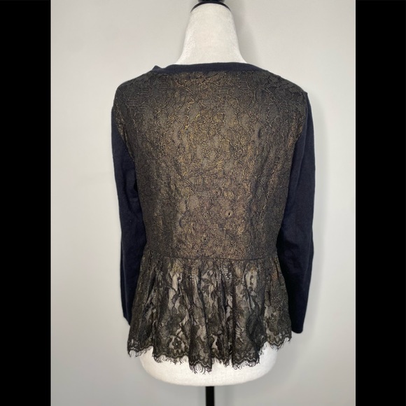 Anthropologie Afterword Cardigan Black Lace Detail - Picture 6 of 8